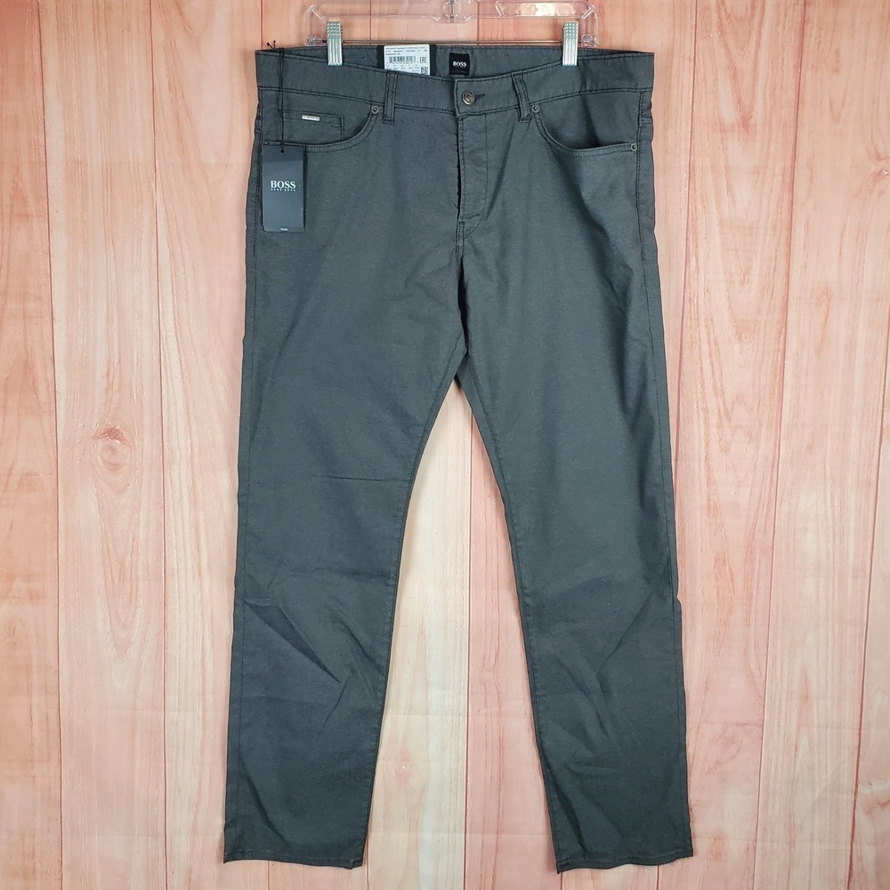 Hugo Boss Mens Pants Sz 36 36X32 Gray Slim Fit Stretch Straight Leg 5-Pockets